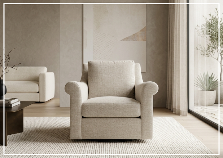 Bernhardt Keirnan Gray Fabric Swivel Chair With 360-degree Base - SOFABED