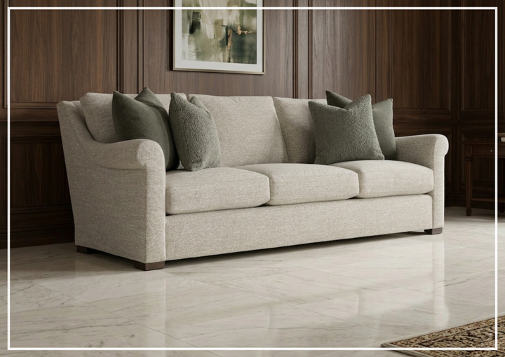 Bernhardt Keirnan Gray Fabric Sofa With Rolled Arms - SOFABED