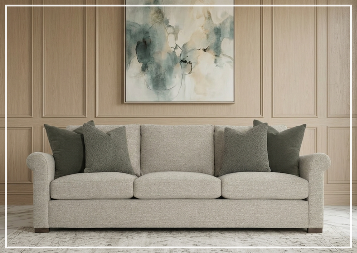 Bernhardt Keirnan Gray Fabric Sofa With Rolled Arms - SOFABED