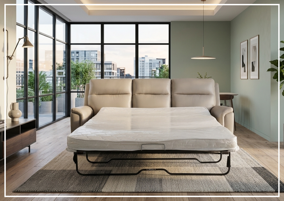 Klaussner Arvello Leather Match 3 Seater Queen Sleeper Sofa-Sofabed