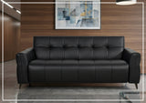 Klaussner Brantley Black Faux Leather Queen Sleeper Sofa with Padded Track Arms-SofaBed