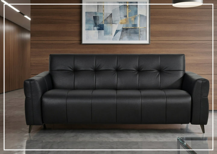 Klaussner Brantley Black Faux Leather Queen Sleeper Sofa with Padded Track Arms-SofaBed