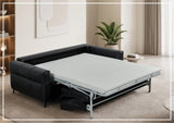 Klaussner Brantley Black Faux Leather Queen Sleeper Sofa with Padded Track Arms-SofaBed
