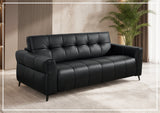 Klaussner Brantley Black Faux Leather Queen Sleeper Sofa with Padded Track Arms-SofaBed