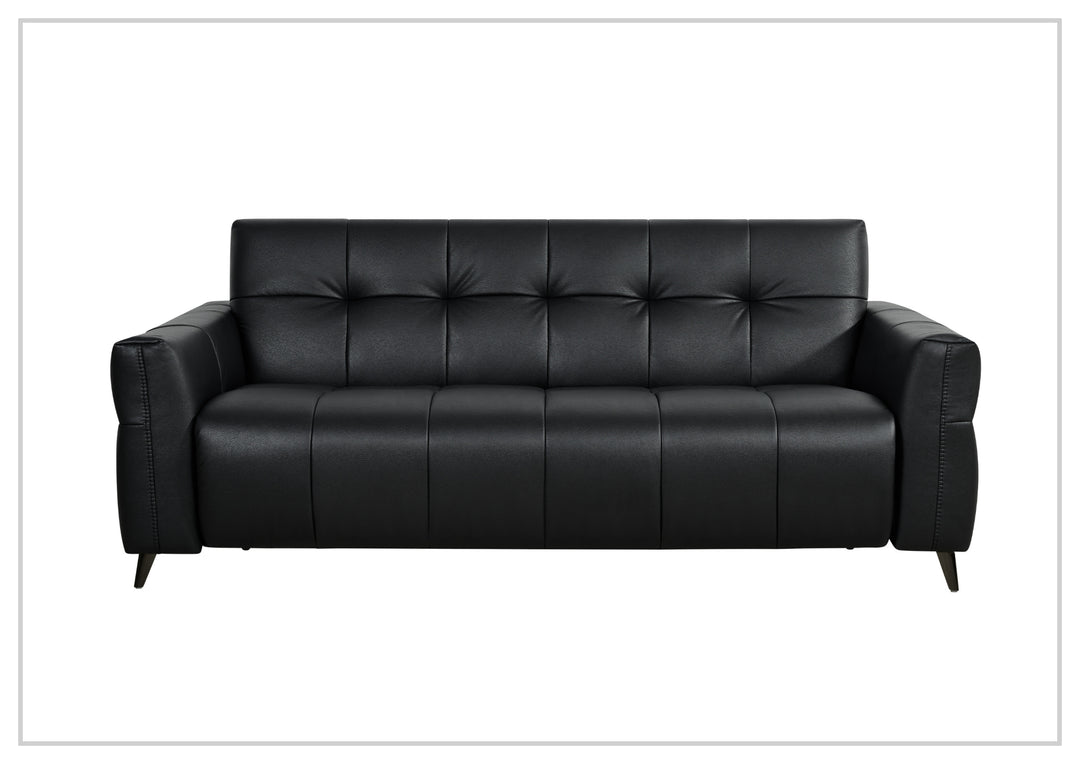 Klaussner Brantley Black Faux Leather Queen Sleeper Sofa with Padded Track Arms-SofaBed