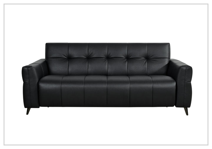 Klaussner Brantley Black Faux Leather Queen Sleeper Sofa with Padded Track Arms-SofaBed