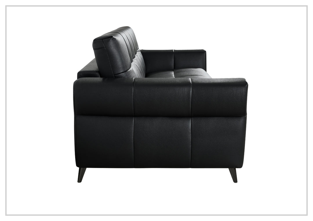 Klaussner Brantley Black Faux Leather Queen Sleeper Sofa with Padded Track Arms-SofaBed