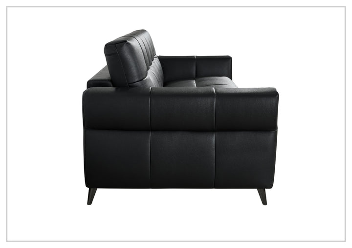 Klaussner Brantley Black Faux Leather Queen Sleeper Sofa with Padded Track Arms-SofaBed