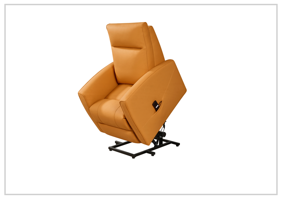 Klaussner Calessin Chestnut Orange Leather Recliner Lift Chair