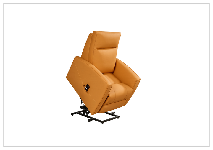 Klaussner Calessin Chestnut Orange Leather Recliner Lift Chair