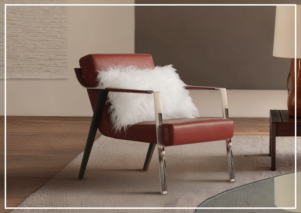 Eleganza Red Lounge Chair | Leather | Metal Legs | Klaussner-Sofabed