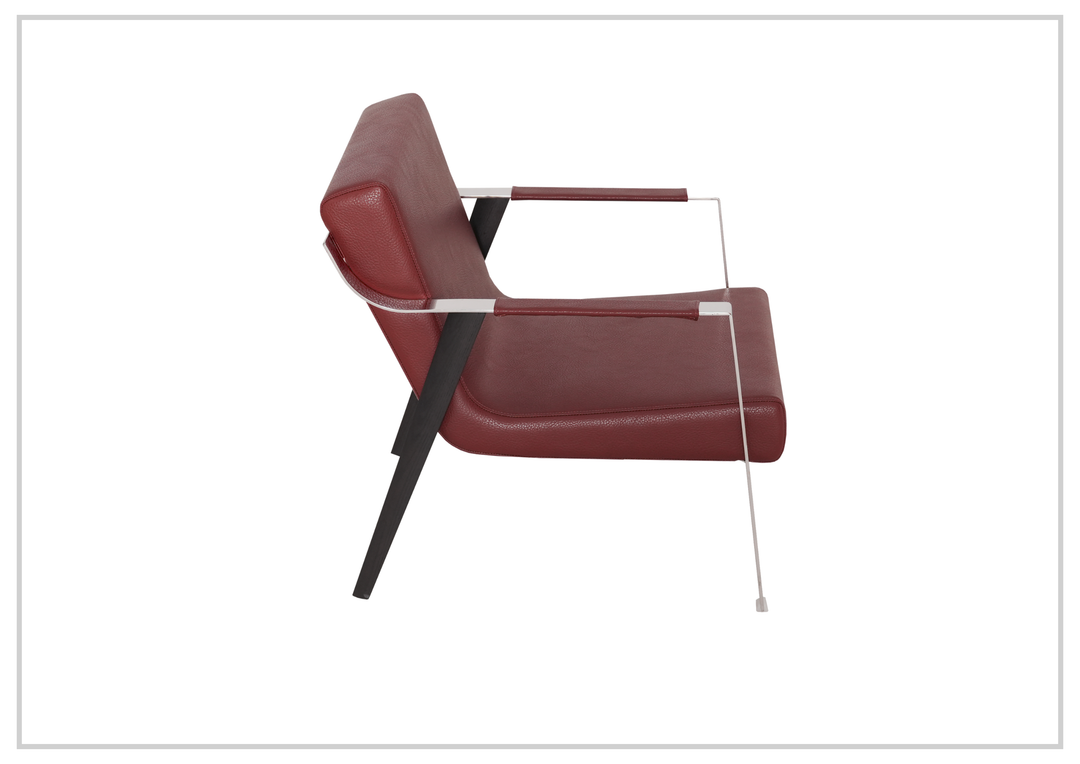 Eleganza Red Lounge Chair | Leather | Metal Legs | Klaussner-Sofabed