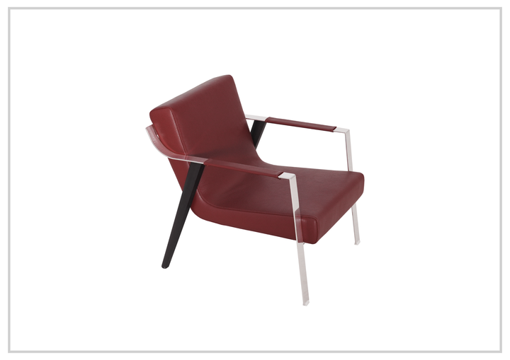 Eleganza Red Lounge Chair | Leather | Metal Legs | Klaussner-Sofabed