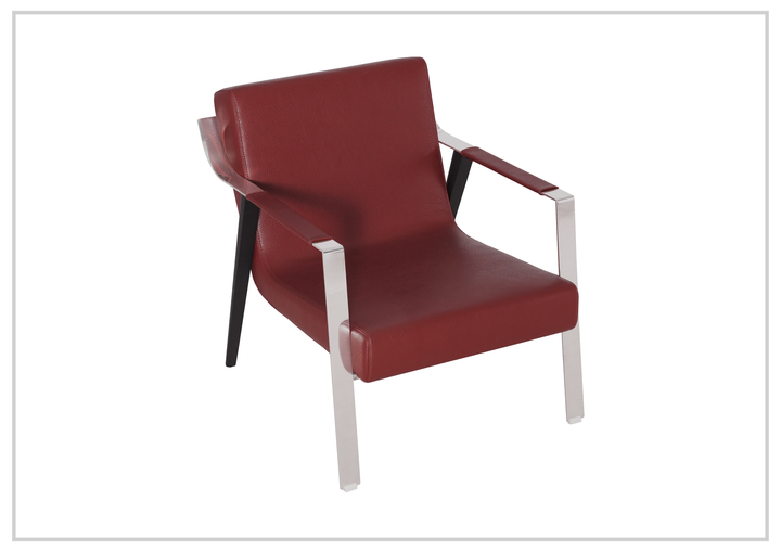 Eleganza Red Lounge Chair | Leather | Metal Legs | Klaussner-Sofabed