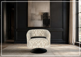 Klaussner Fallon Geometric Fabric Swivel Barrel Chair