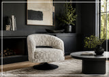 Klaussner Fallon Geometric Fabric Swivel Barrel Chair