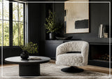 Klaussner Fallon Geometric Fabric Swivel Barrel Chair