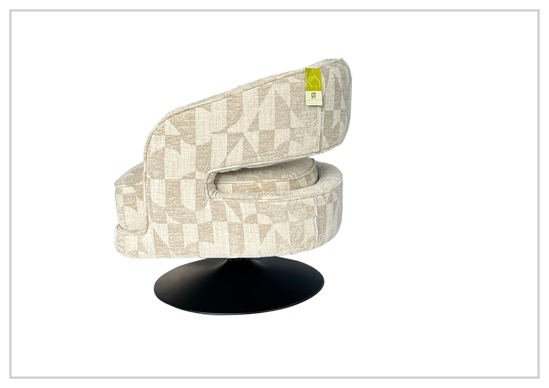 Klaussner Fallon Geometric Fabric Swivel Barrel Chair