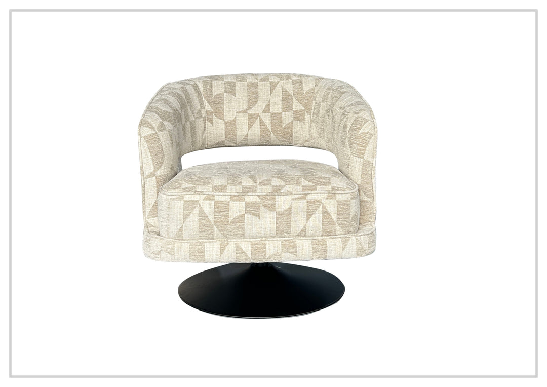 Klaussner Fallon Geometric Fabric Swivel Barrel Chair