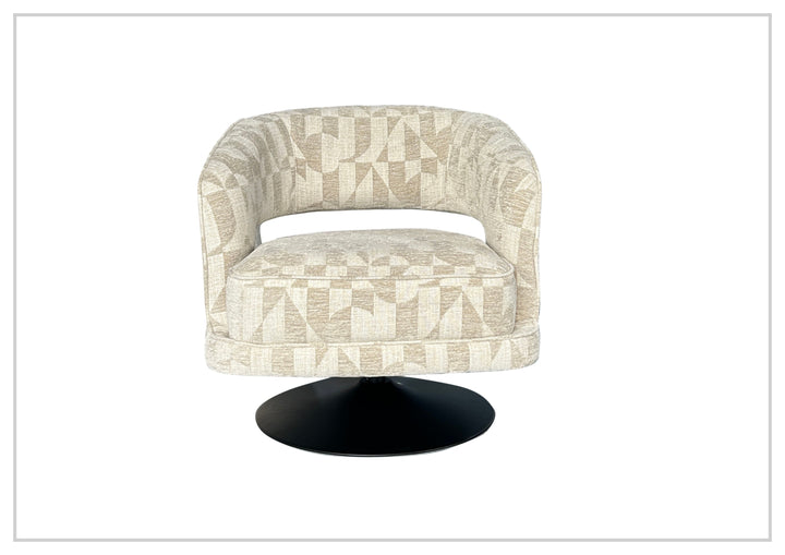 Klaussner Fallon Geometric Fabric Swivel Barrel Chair