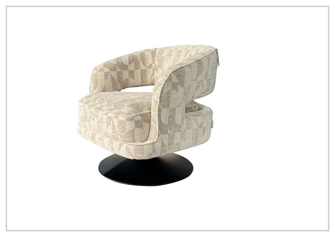 Klaussner Fallon Geometric Fabric Swivel Barrel Chair
