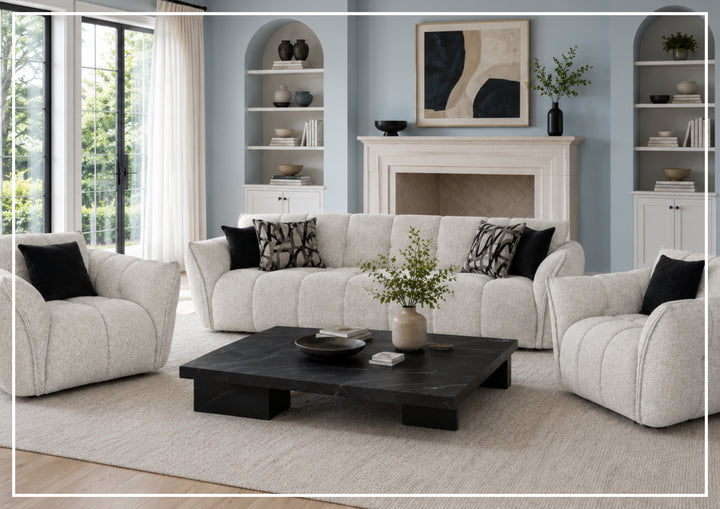 Klaussner Faviano Fabric Curved Sofa with Soft Sculpted Arms