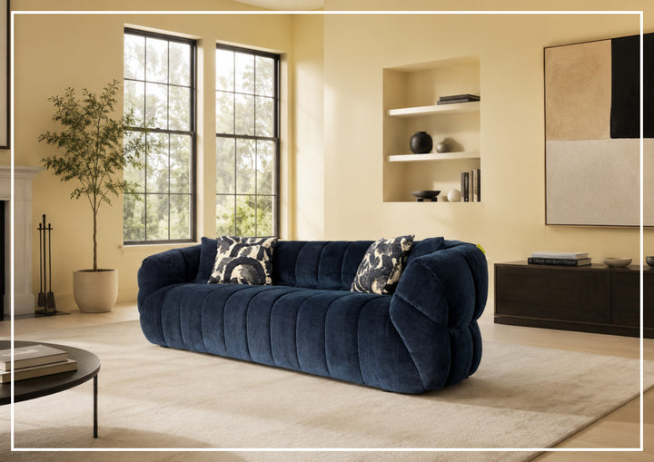 Klaussner Ferrara Fabric Channel Tufted Sofa with Round Arms-SofaBed