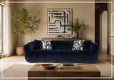 Klaussner Ferrara Fabric Channel Tufted Sofa with Round Arms-SofaBed