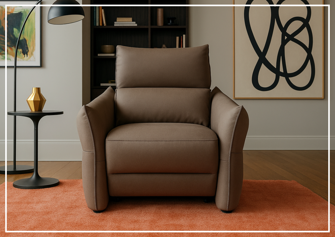 Klaussner Italia Lumera Leather Power Recliner Chair with Adjustable Headrest-Sofabed