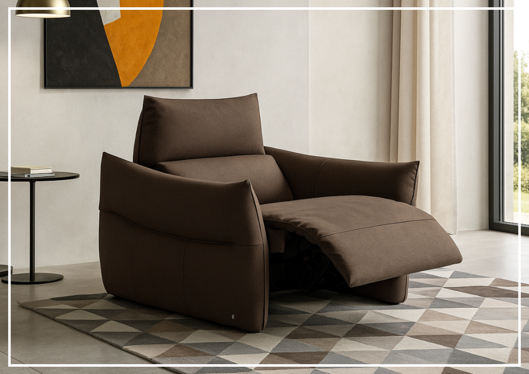 Klaussner Italia Lumera Leather Power Recliner Chair with Adjustable Headrest-Sofabed