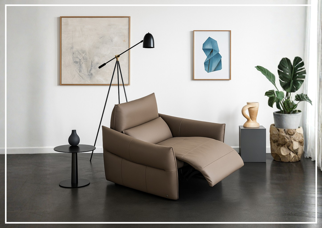 Klaussner Italia Lumera Leather Power Recliner Chair with Adjustable Headrest-Sofabed