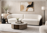 Klaussner Ivano 4-Seater Fabric Sofa with Golden Macassar Veneer Base - SOFABED