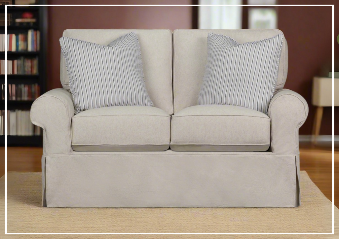 Klaussner Katelin Loveseat Slipcover in John Linen Sepia-sofabed