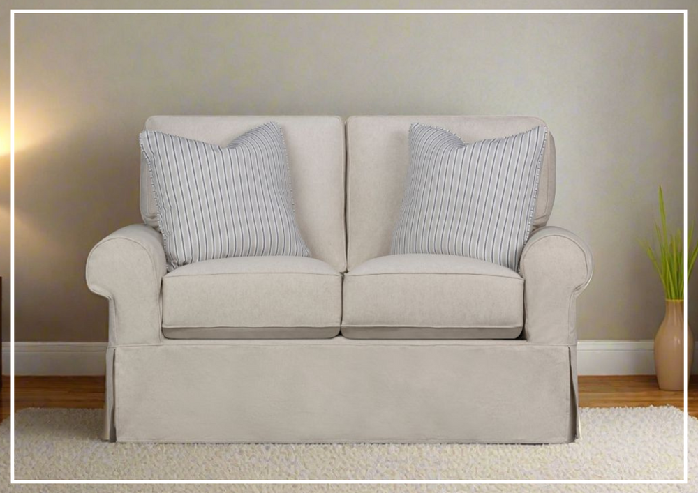 Klaussner Katelin Loveseat Slipcover in John Linen Sepia-sofabed