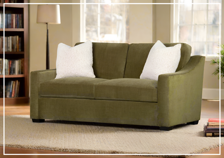 Klaussner Kavon Fabric Sofa with Slope Arms in Olive Green-Sofabed