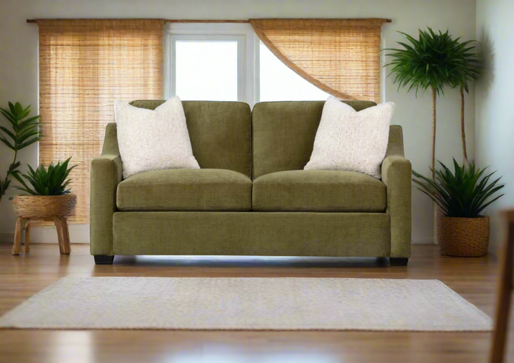 Klaussner Kavon Fabric Sofa with Slope Arms in Olive Green