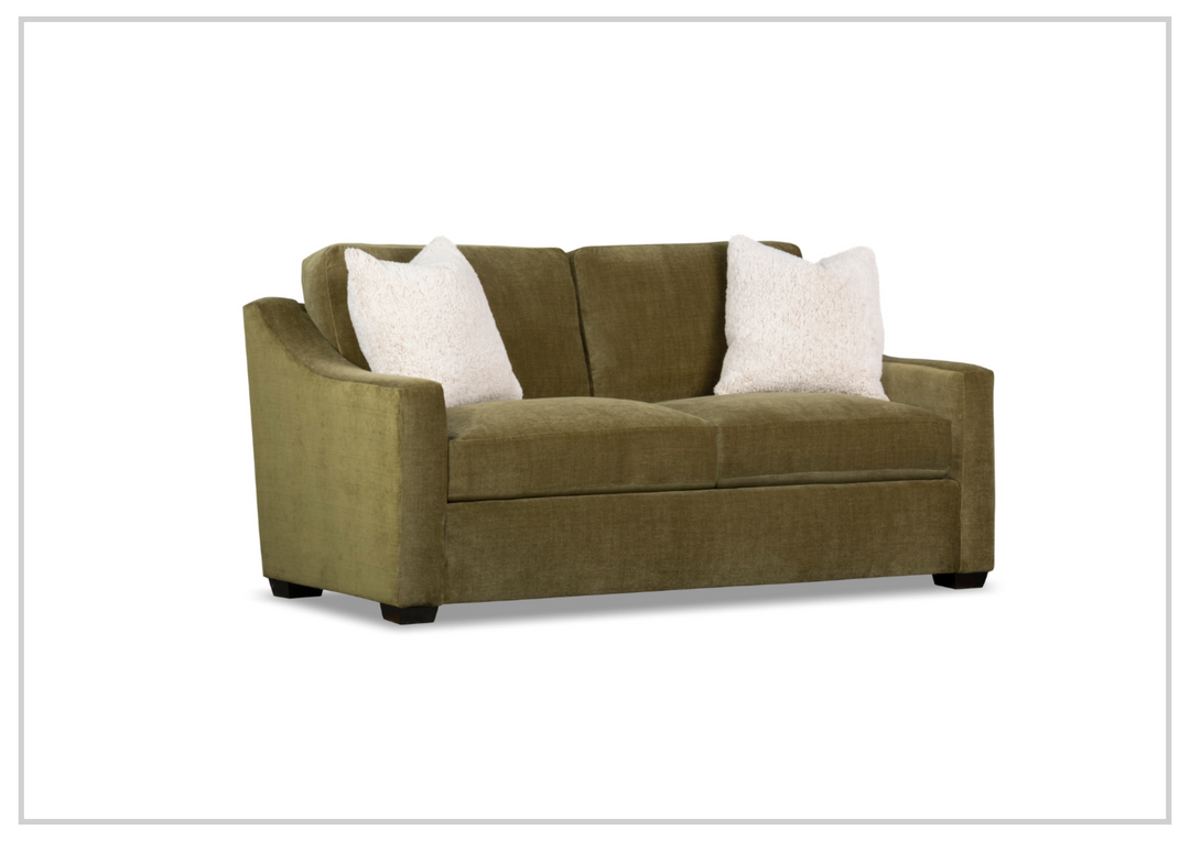 Klaussner Kavon Fabric Sofa with Slope Arms in Olive Green-Sofabed