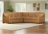 Klaussner Kenton L- Shaped Leather Sectional Sofa in Brown-Sofabed