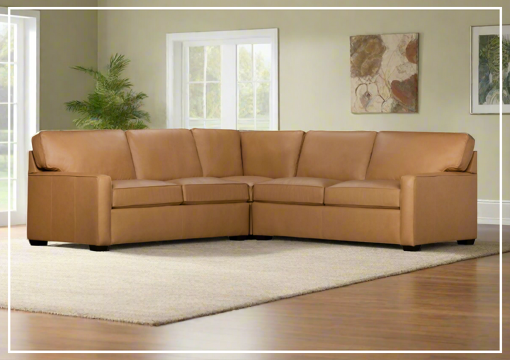 Klaussner Kenton L- Shaped Leather Sectional Sofa in Brown-Sofabed