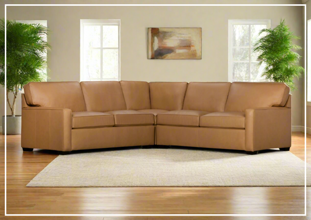 Klaussner Kenton L- Shaped Leather Sectional Sofa in Brown-Sofabed