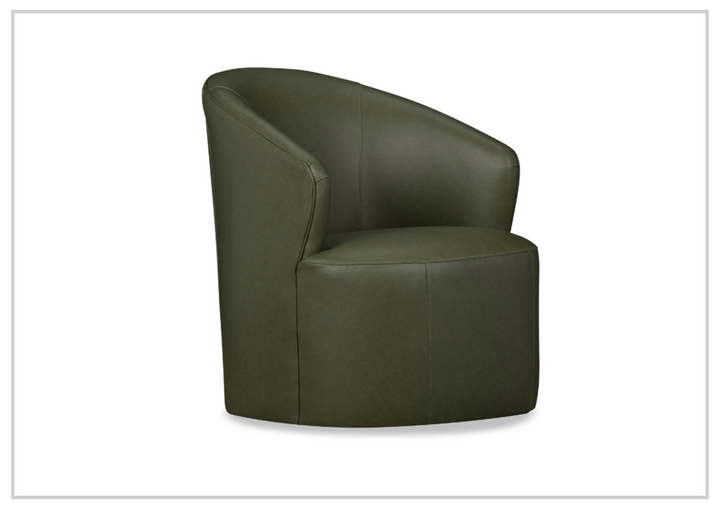 Klaussner Luna Leather Green Swivel Chair with Ultraluxe Cushion-Sofabed
