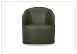 Klaussner Luna Leather Green Swivel Chair with Ultraluxe Cushion