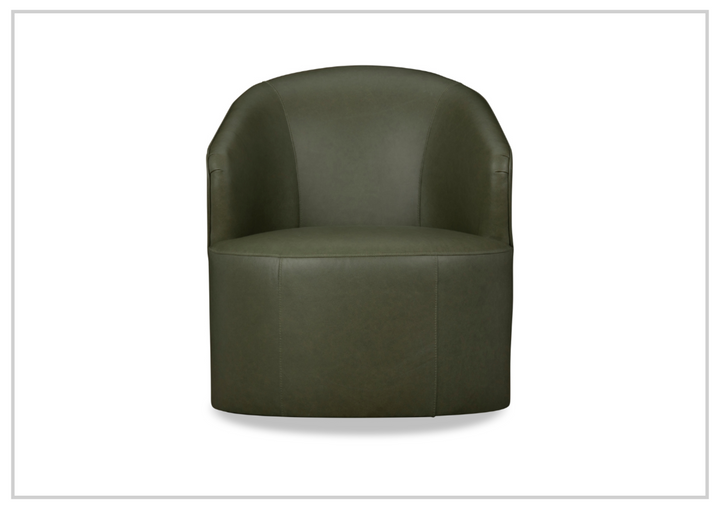 Klaussner Luna Leather Green Swivel Chair with Ultraluxe Cushion