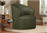 Klaussner Luna Leather Green Swivel Chair with Ultraluxe Cushion-Sofabed