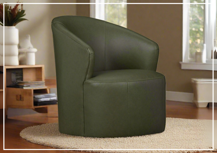 Klaussner Luna Leather Green Swivel Chair with Ultraluxe Cushion-Sofabed