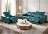 Klaussner Oliviana Green Leather Power Motion Recliner Living Room Sofa Set
