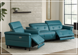 Klaussner Oliviana Green Leather Power Motion Recliner Living Room Sofa Set