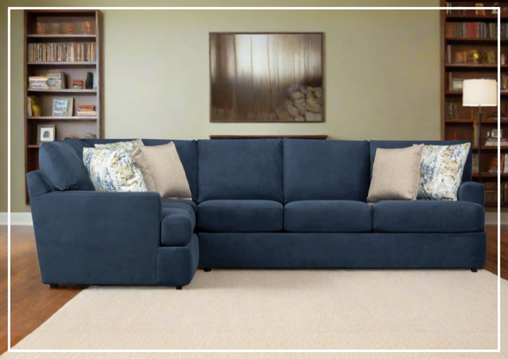 Klaussner Orion 2-Piece L-Shaped Fabric Sectional Sofa in Blue-Sofabed
