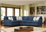 Klaussner Orion 2-Piece L-Shaped Fabric Sectional Sofa in Blue-Sofabed