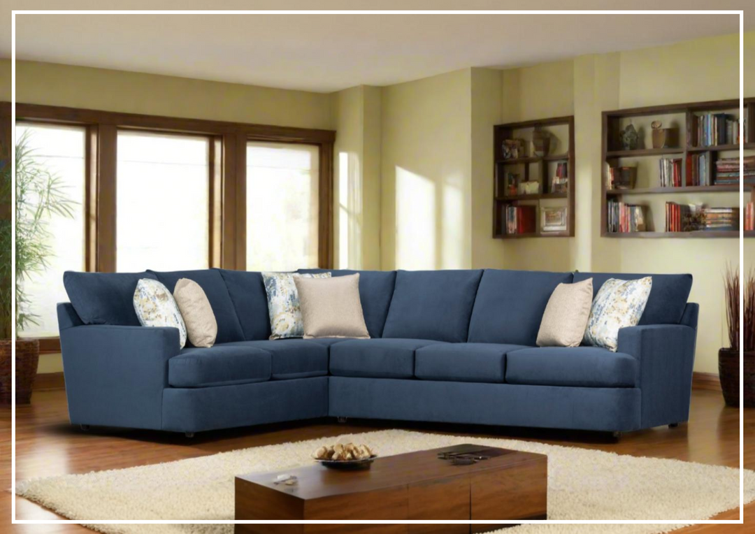 Klaussner Orion 2-Piece L-Shaped Fabric Sectional Sofa in Blue-Sofabed